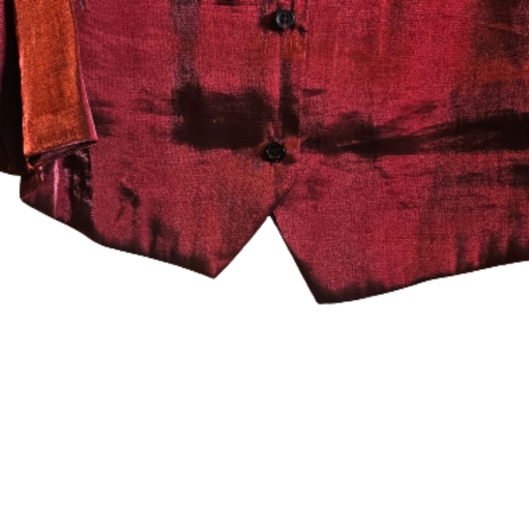 Villager Woman by Liz Claiborne Red Satin-like Blouse - Picture 5 of 9